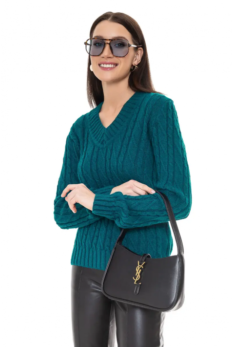 V-Neck Knit Sweater Sailor blue
