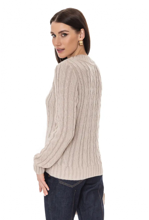 V-Neck Knit Sweater Beige