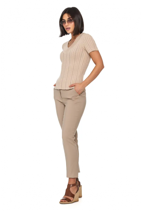 Short Sleeves Knit Jumper Beige