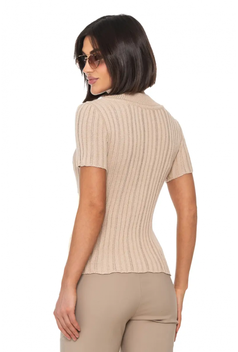 Short Sleeves Knit Jumper Beige