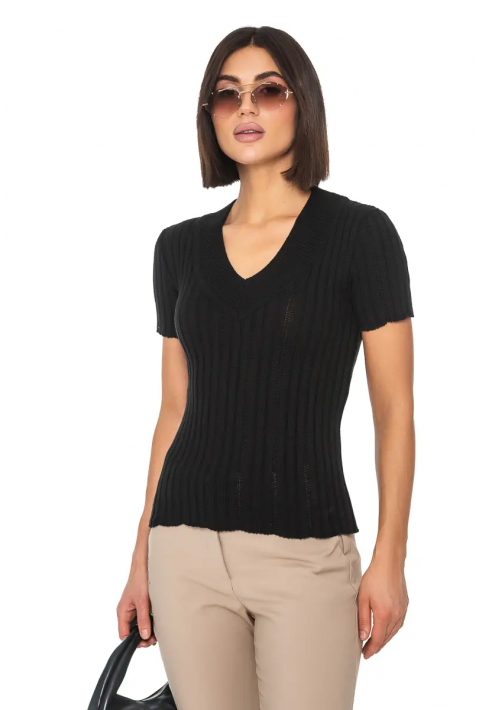 Short Sleeves Knit Jumper Black