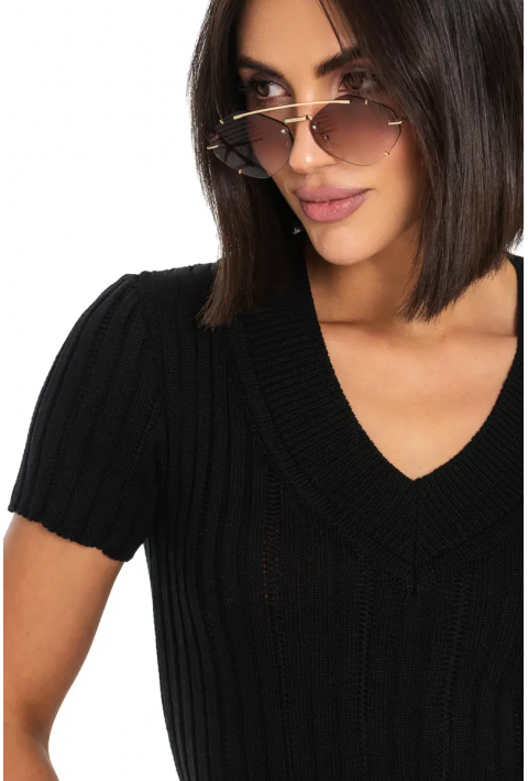 Short Sleeves Knit Jumper Black