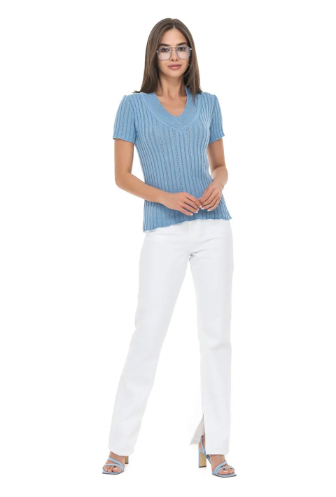 Short Sleeves Knit Jumper Light blue