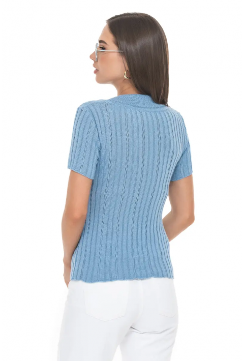 Short Sleeves Knit Jumper Light blue