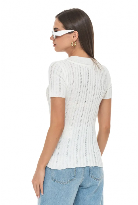 Short Sleeves Knit Jumper Cream