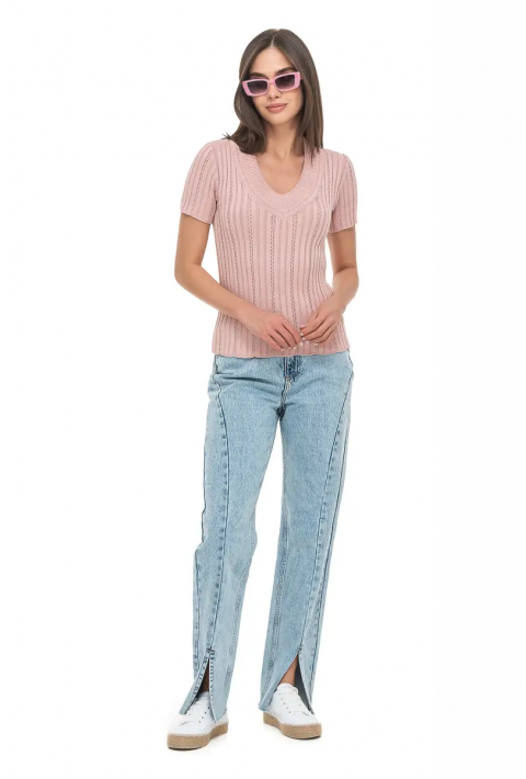 Short Sleeves Knit Jumper Rose