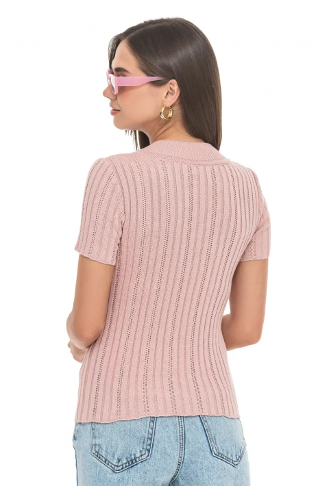 Short Sleeves Knit Jumper Rose