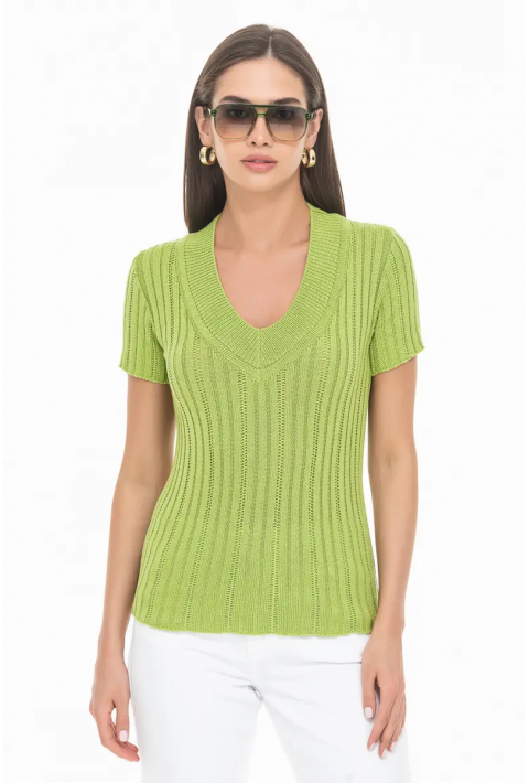 Short Sleeves Knit Jumper Light green