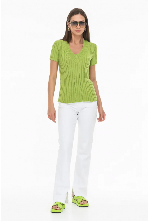 Short Sleeves Knit Jumper Light green