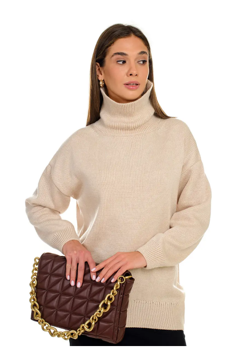 Oversize Knit Sweater Beige