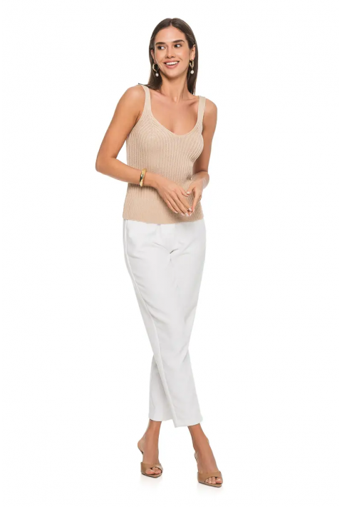 Knit T-top Beige