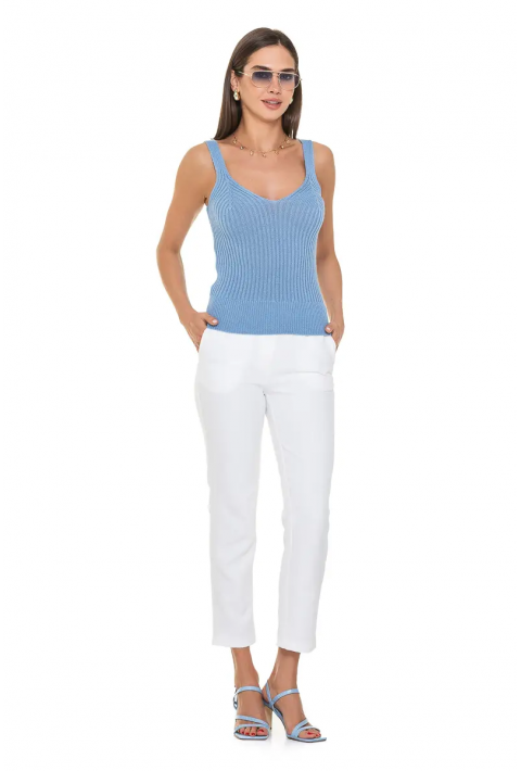 Knit T-top Light blue