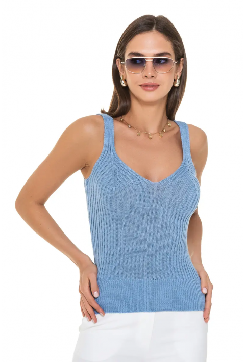Knit T-top Light blue