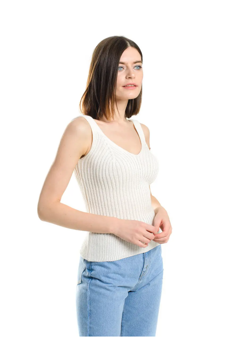 Knit T-top Cream
