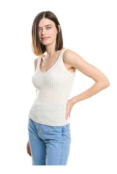 Knit T-top Cream