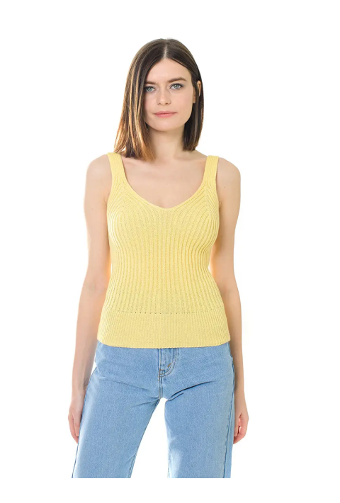 Knit T-top Yellow