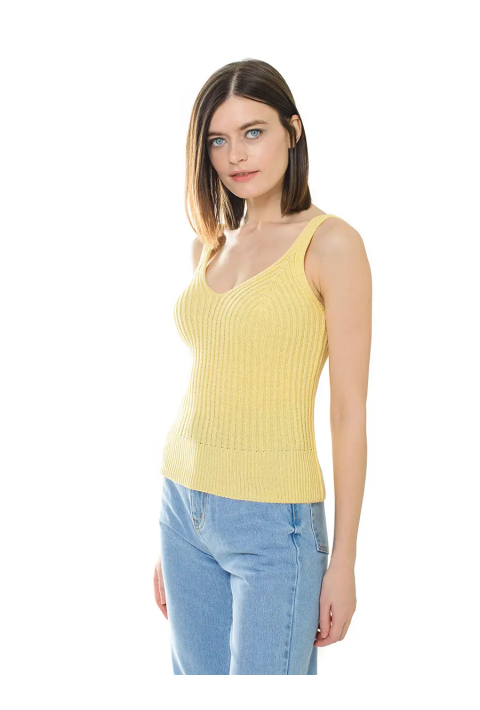 Knit T-top Yellow