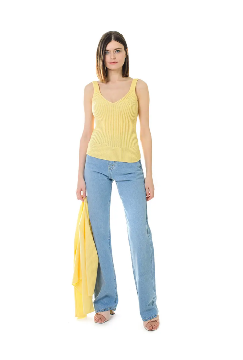 Knit T-top Yellow