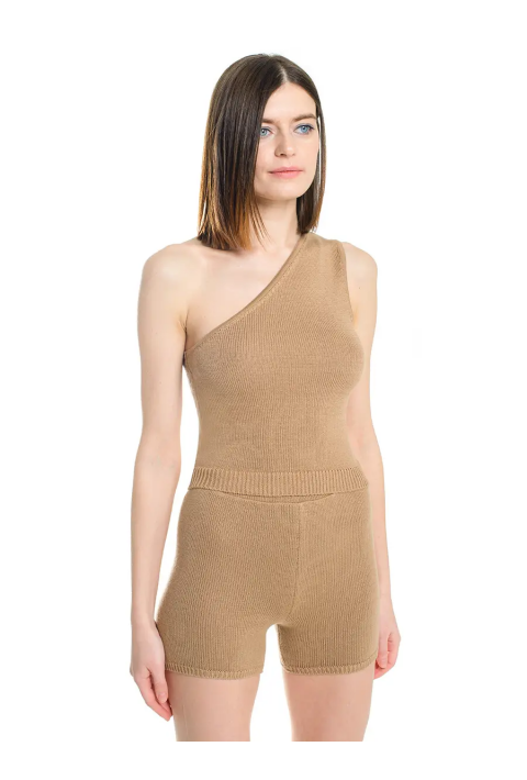 Knit T-top&Shorts Beige