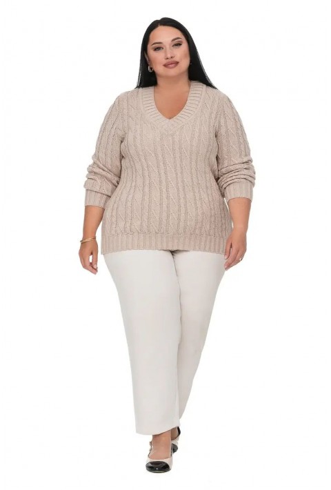 V-Neck Knit Sweater Beige