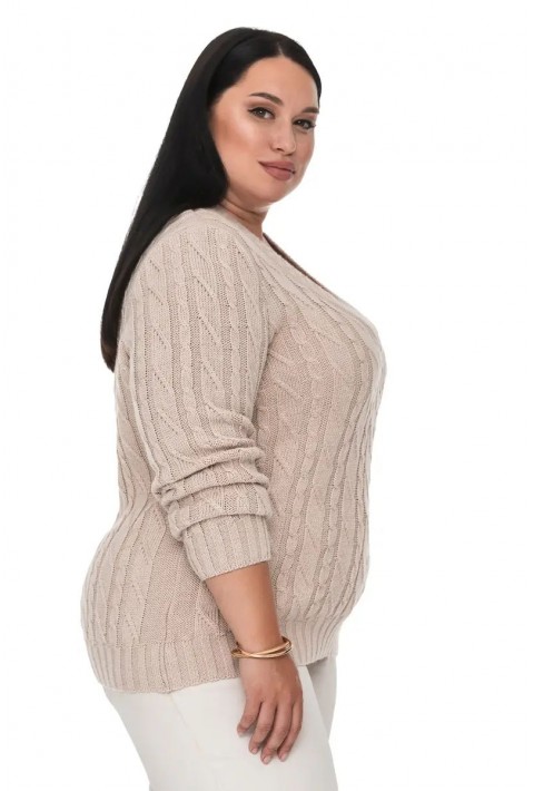 V-Neck Knit Sweater Beige