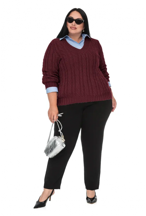 V-Neck Knit Sweater Bordeaux