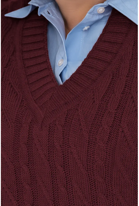 V-Neck Knit Sweater Bordeaux