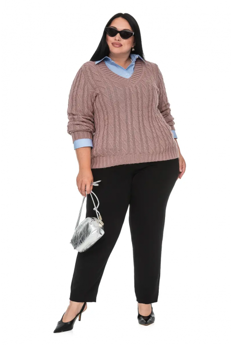 V-Neck Knit Sweater Rose