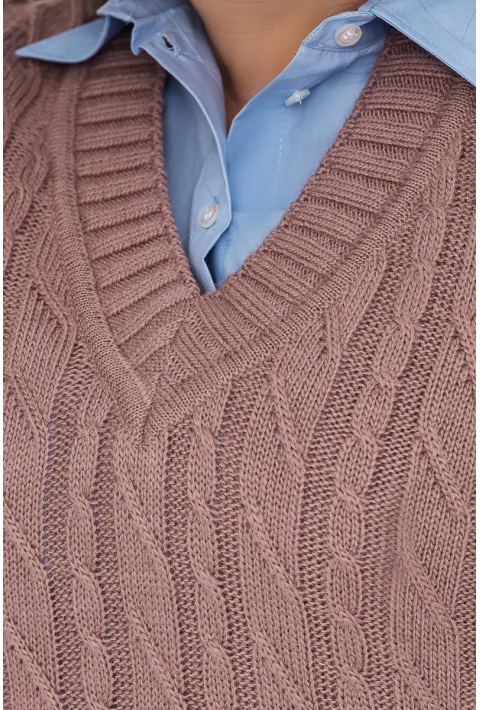 V-Neck Knit Sweater Rose