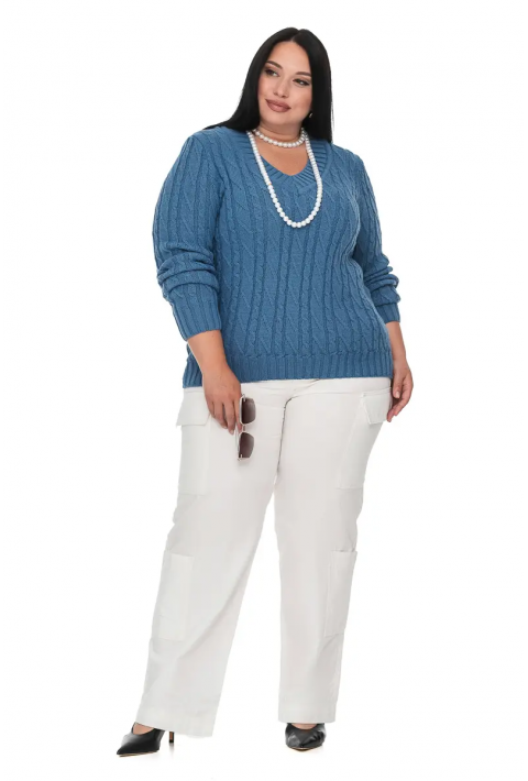 V-Neck Knit Sweater Blue