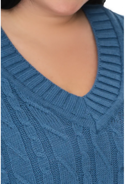 V-Neck Knit Sweater Blue