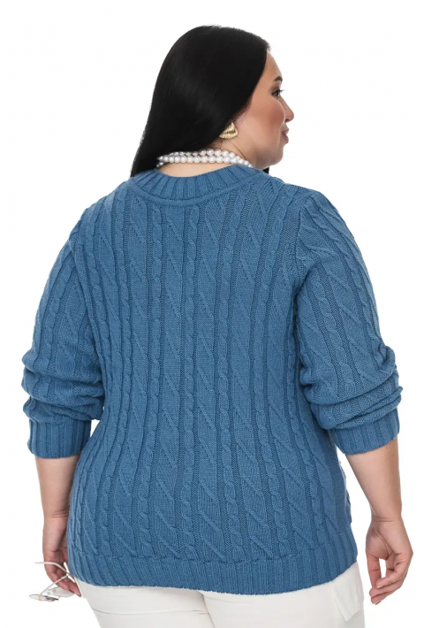 V-Neck Knit Sweater Blue