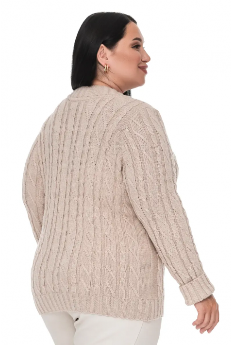 V-Neck Knit Sweater Beige