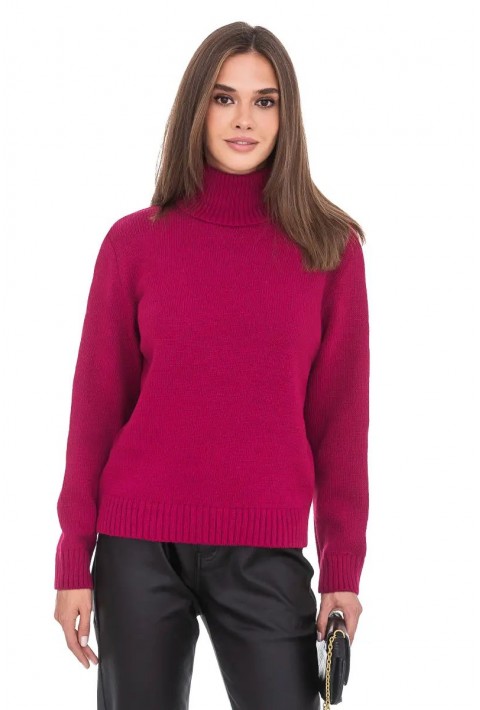 Turtleneck knit pullover Pink