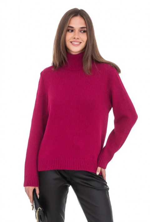 Turtleneck knit pullover Pink