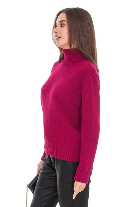 Turtleneck knit pullover Pink