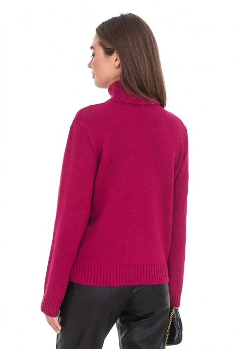 Turtleneck knit pullover Pink