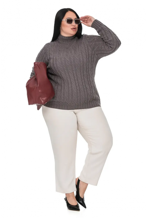 Soft Touch T-neck Knit Sweater Grey
