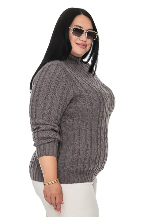 Soft Touch T-neck Knit Sweater Grey
