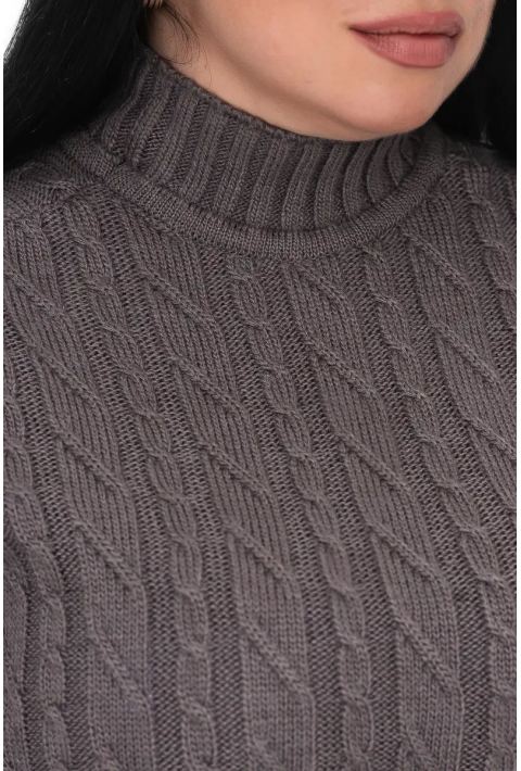 Soft Touch T-neck Knit Sweater Grey