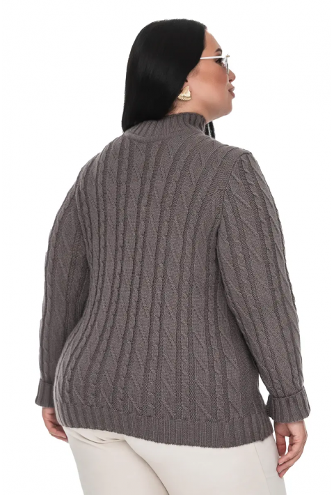 Soft Touch T-neck Knit Sweater Grey