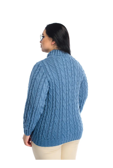 Soft Touch T-neck Knit Sweater Blue