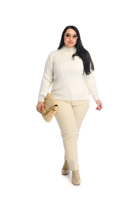 Soft Touch T-neck Knit Sweater Creame