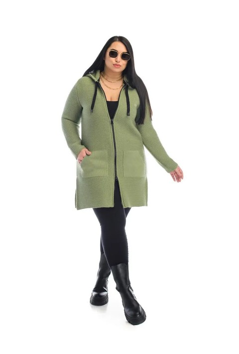 Knit Cardigan Zip Grøn