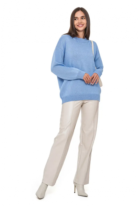 Soft Touch O-neck Knit Jumper Light blue