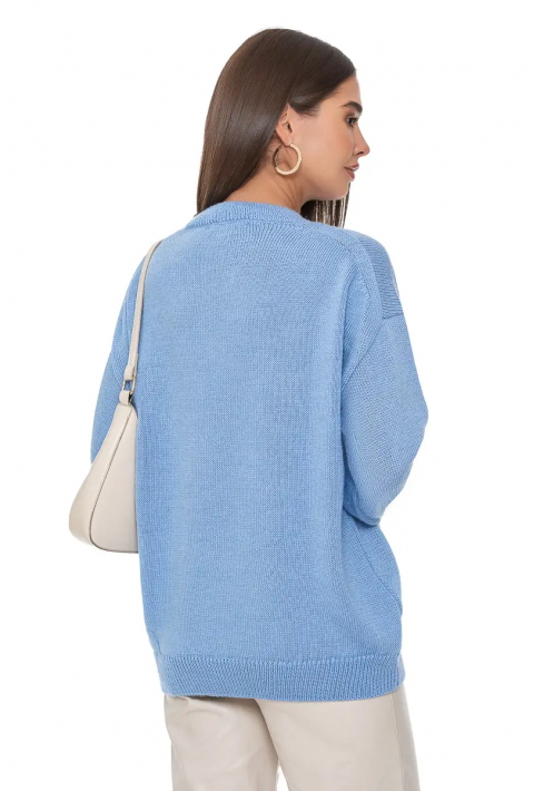 Soft Touch O-neck Knit Jumper Light blue