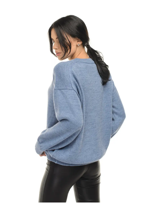 Soft Touch O-neck Knit Jumper Blue