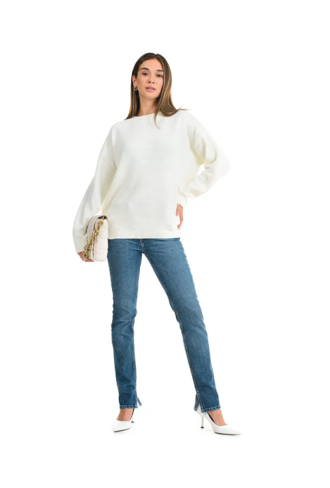 Soft Touch O-neck Knit Jumper Cream