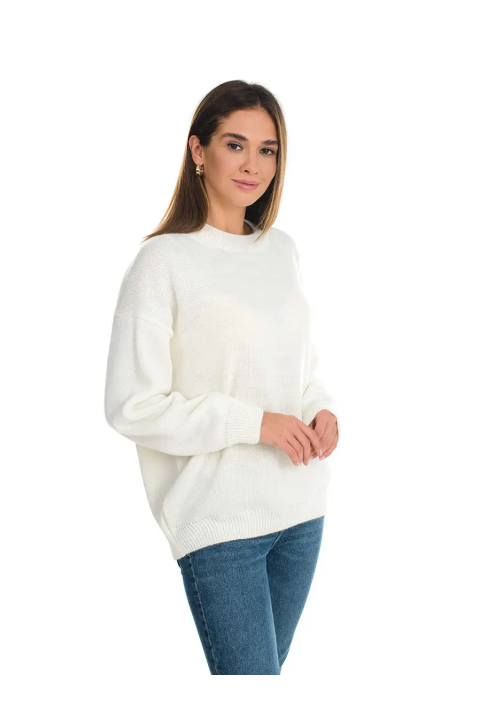 Soft Touch O-neck Knit Jumper Cream