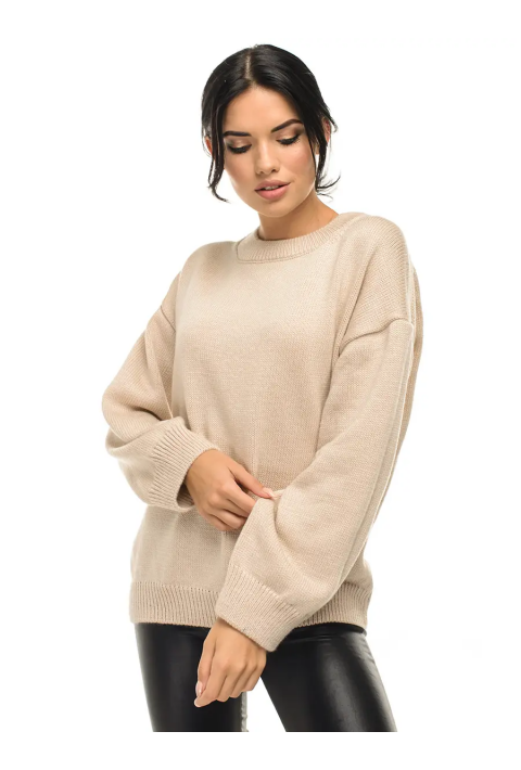 Soft Touch O-neck Knit Jumper Beige
